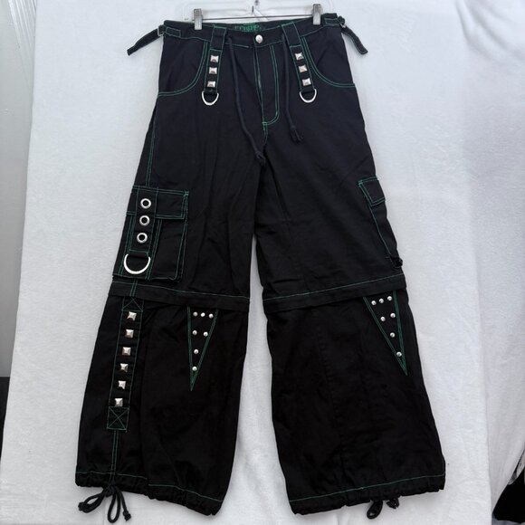 Tripp Other - Tripp NYC Cargo Pants Mens S 32x30 Black Baggy Goth Rave Convertible Metal Stud
